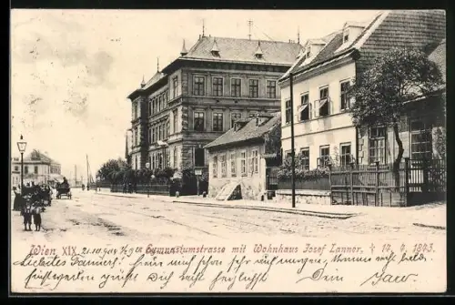 AK Wien, Gymnasiumstrasse mit Wohnhaus Josef Lanner