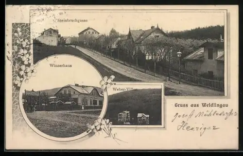 AK Weidlingau, Gasthaus Winzerhaus, Ortspartie, Strassenpartie