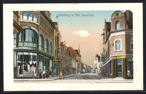 AK Homberg a. Rh., Augusta-Strasse mit Handlung von Fritz Geiseler