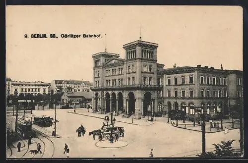 AK Berlin-Kreuzberg, Görlitzer Bahnhof, Blick zum Eingang