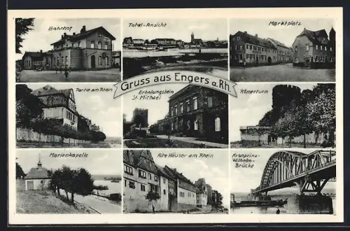 AK Engers, Marienkapelle, Kronprinz-Wilhelm-Brücke, Erholungsheim St. Michael