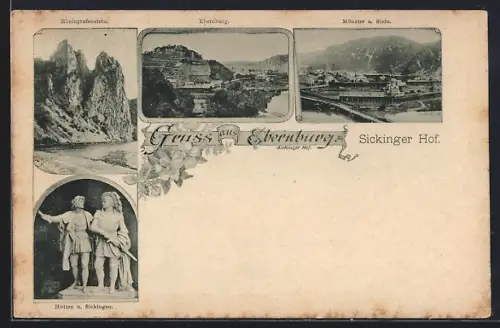 AK Ebernburg, Sickinger Hof, Teilansicht, Rheingrafenstein, Hutten und Sickingen