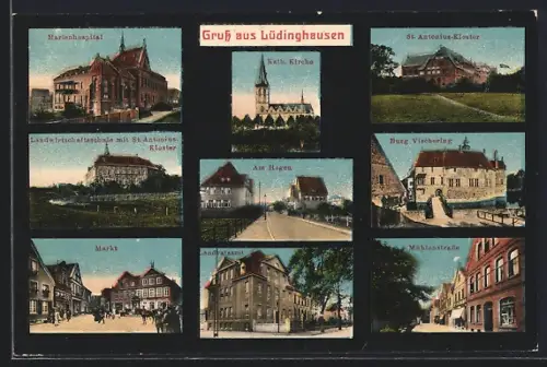 AK Lüdinghausen, Burg Vischering, Marienhospital, Landratsamt