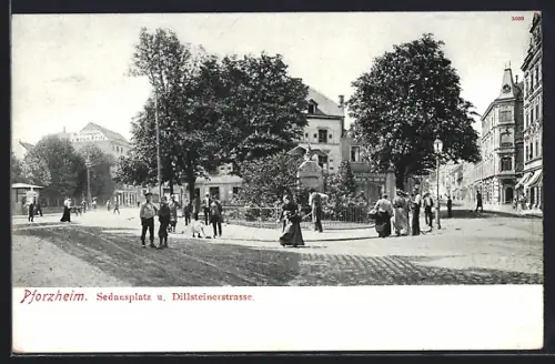 AK Pforzheim, Sedanplatz und Dillsheimerstrasse, Restauration Zum alten Fritz