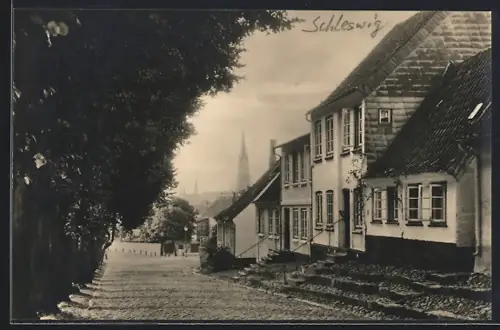 Foto-AK Schleswig, Partie in der Polierteichstrasse