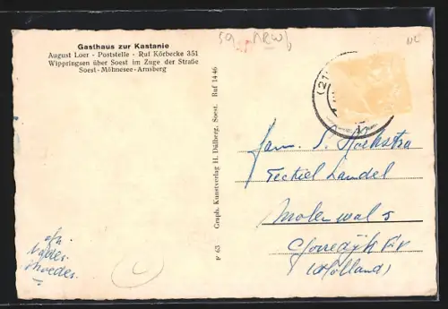 AK Körbecke, Gasthaus zur Kastanie, Inh. August Loer