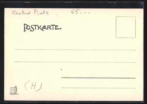 AK Mainz, Fischthorstrasse mit altem Haus