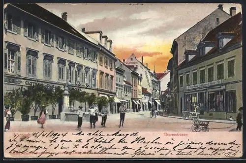 AK Lörrach, Gasthaus zum Hirschen in der Thurmstrasse, Wursterei
