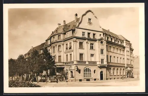 AK Bruchsal, Bahnhof-Hotel Friedrichshof, Bes. Haaf