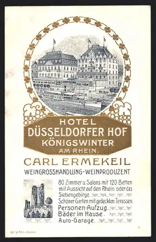 AK Königswinter am Rhein, Hotel Düsseldorfer Hof v. Carl Ermekeil