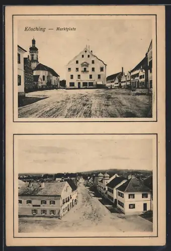 AK Kösching, Marktplatz, Ortsansicht aus der Vogelschau
