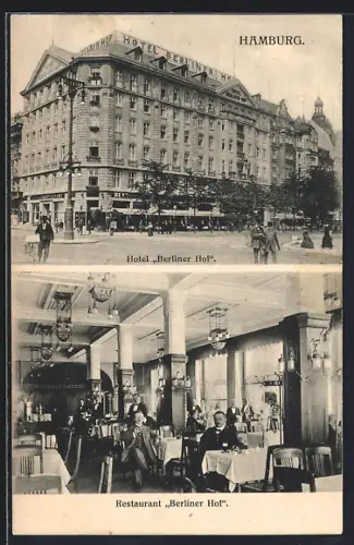 AK Hamburg-St.Georg, Hotel Berliner Hof mit Restaurant