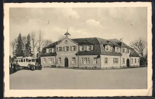 AK Freiberg /Sachsen, Gasthof Rosinhäuschen, Bes. Oskar Talkenberger, Autobus