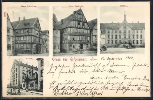 AK Hofgeismar, Haus Schiricke, Haus Hackofen, Rathaus, Wache