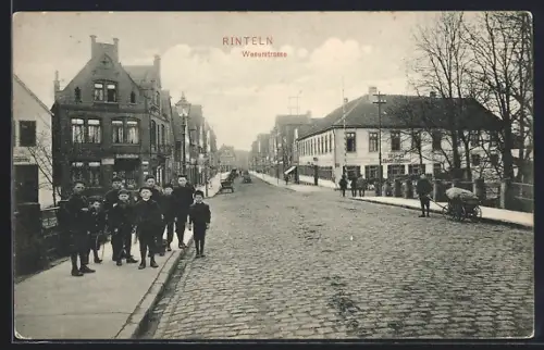 AK Rinteln, Weserstrasse mit Hotel Stadt Bremen