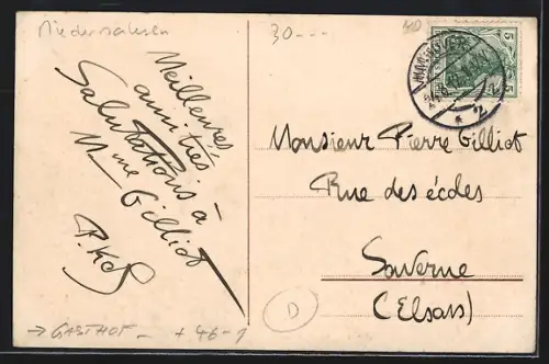 AK Hannover, Gasthof Döhrener Turm, Strassenbahn