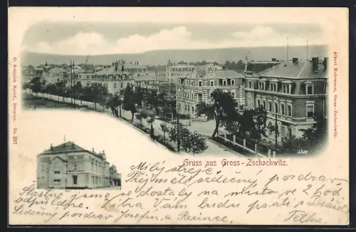 AK Dresden-Zschachwitz, Ortsansicht aus der Vogelschau