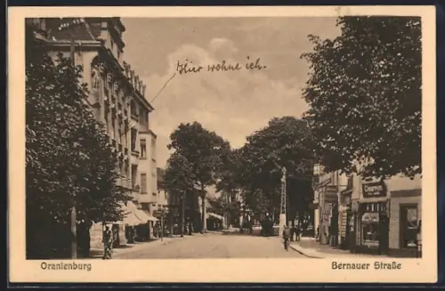 AK Oranienburg, Geschäfte in der Bernauer Strasse