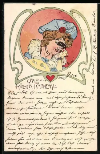 Künstler-AK T. Welzl: Kölner Karneval, Jugendstil