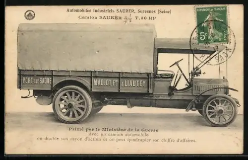 AK Lastkraftwagen Saurer, Port sur Saone, Madiot Freres & Liautey