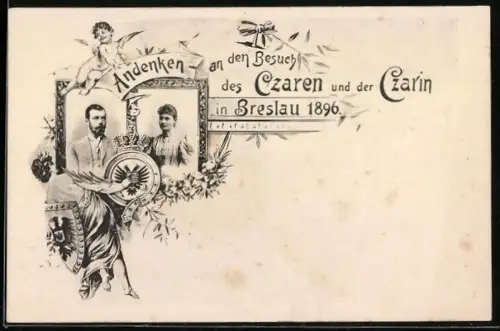 AK Breslau, Besuch von Zar Nikolaus II. und der Zarin 1896