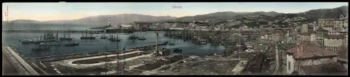 Klapp-AK Genova, Blick in den Hafen