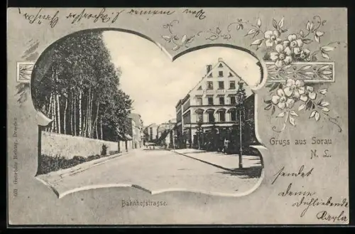 AK Sorau /N. L., P. Brose`s Hotel & Restaurant in der Bahnhofstrasse