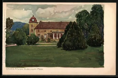Künstler-AK Raoul Frank: Baden, der Dobelhoff Park