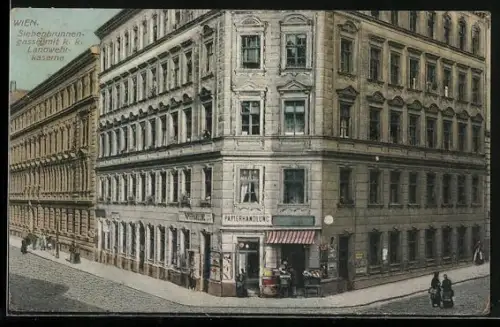 AK Wien, Papierhandlung, K. k. Landwehrkaserne, Siebenbrunnengasse