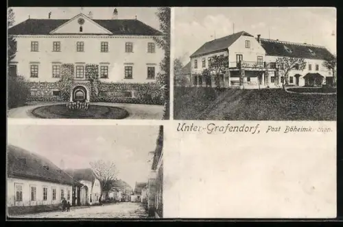 AK Unter-Grafendorf, Villa mit Park, Ortspartie