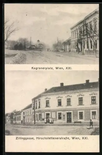 AK Wien, Gemischtwarenhandlung in der Zillinggasse, Hirschstettenerstrasse, Kagranerplatz
