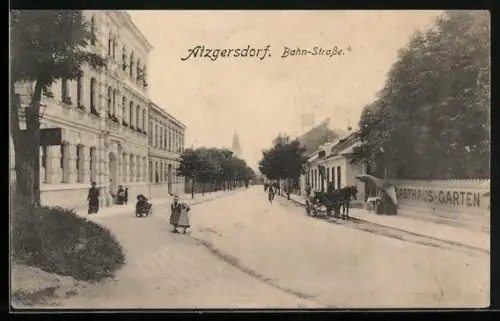 AK Wien, Atzgersdorf, Bahn-Strasse mit Gasthaus-Garten