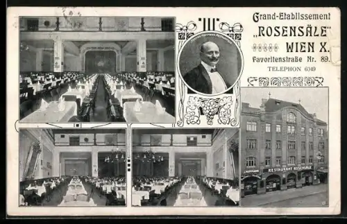 AK Wien, Restaurant Rosensäle in der Favoritenstrasse 89