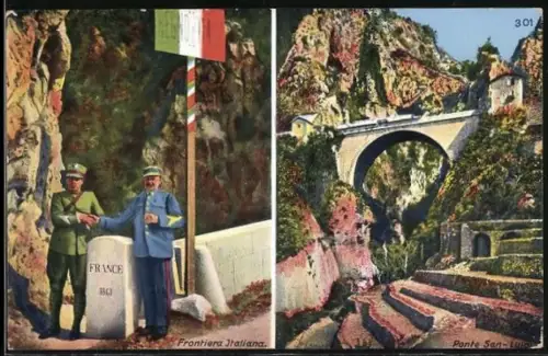 AK Ponte San-Luigi, Frontiera Italiana