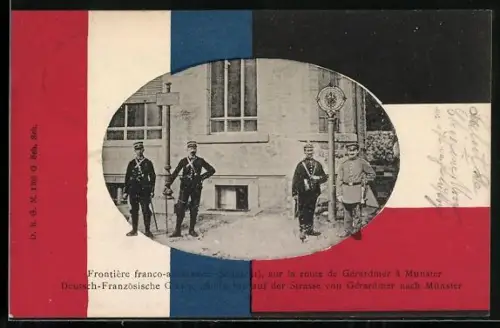 AK Deutsche und Französische Soldaten an der Grenze