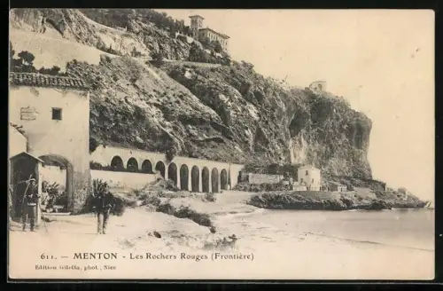 AK Menton, Les Rochers Rouges, Frontière