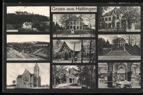 AK Hattingen / Ruhr, Gasthof-Waldrestaurant Schulenburg, Ratskeller, Rathaus