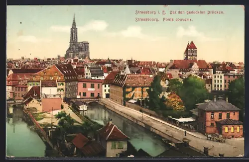 AK Strasbourg, Ponts couverts et vue sur la cathédrale