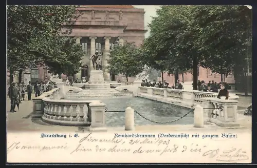 AK Strassburg, Reinhardbrunnen, Vordersicht mit ganzem Bassin