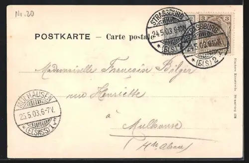 AK Strassburg, Reinhardbrunnen, Vordersicht mit ganzem Bassin