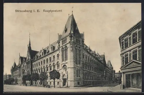 AK Strassburg i. Els., Partie am Hauptpostamt