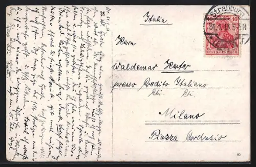 AK Strassburg, Thomasstaden mit Flusspartie