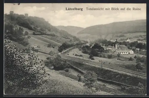 AK Lützelburg, Ortsansicht mit Blick auf die Ruine