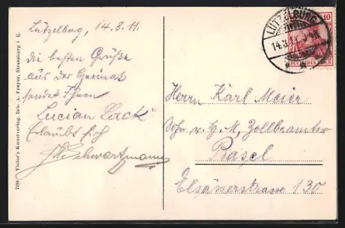 AK Lützelburg, Ortsansicht mit Blick auf die Ruine