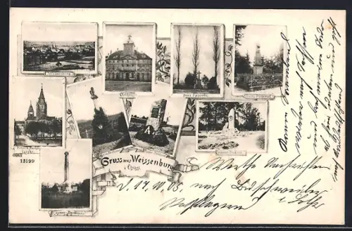AK Weissenburg i. Elsass, Multivues des monuments et paysages locaux