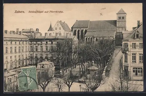 AK Zabern, Schlossflügel mit Pfarrkirche