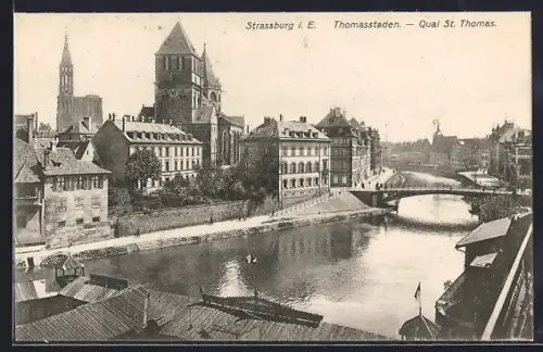 AK Strassburg i. E., Thomasstaden am Fluss