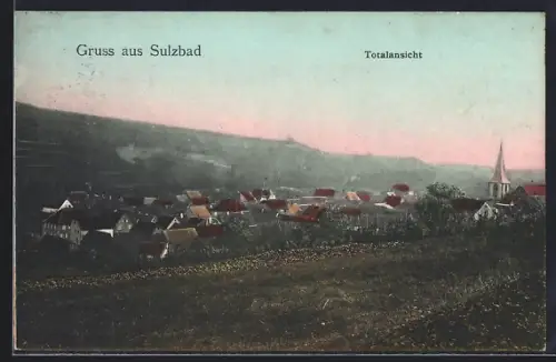 AK Sulzbad, Vue panoramique du village et des collines environnantes