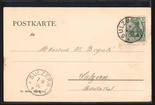 AK Sulzbad, Veste Kaiser Wilhelm II aus der Vogelschau
