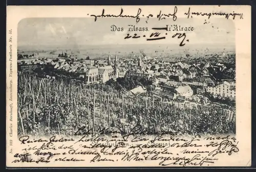 AK Obernai /Alsace, Vue sur la ville et les vignobles en Alsace